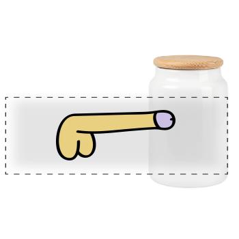 symbol dick - Panoramic Cookie Jar with Wooden Lid - white - Front