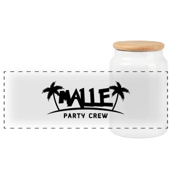 malle party crew - Panorama Keksdose mit Holzdeckel - Weiß - Vorne