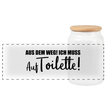 aus dem weg auf toilette design - Panorama Keksdose mit Holzdeckel - Weiß - Vorne