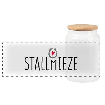 Ich bin eine Stallmieze! - Panorama Keksdose mit Holzdeckel - Weiß - Vorne