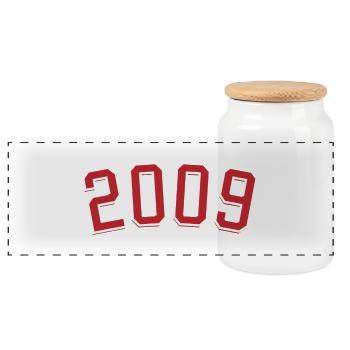 Sport Geburtsjahr 2009 - Panorama Keksdose mit Holzdeckel - Weiß - Vorne
