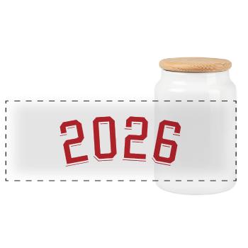 Year of birth sport 2026 - Panoramic Cookie Jar with Wooden Lid - white - Front
