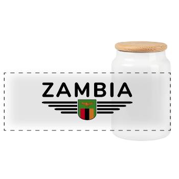 Sambia T-Shirt für Afrika Fans - Panorama Keksdose mit Holzdeckel - Weiß - Vorne