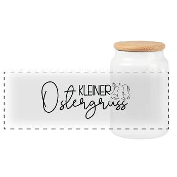 Kleiner Ostergruß 🐰🌸 - Panorama Keksdose mit Holzdeckel - Weiß - Vorne