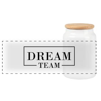 Dream Team - Panorama Keksdose mit Holzdeckel - Weiß - Vorne