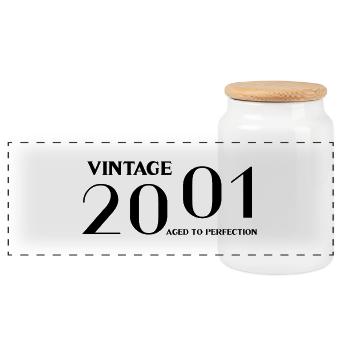 Vintage 2001 aged to perfection - Panoramic Cookie Jar with Wooden Lid - white - Front