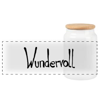 wonderful, special, - Panoramic Cookie Jar with Wooden Lid - white - Front