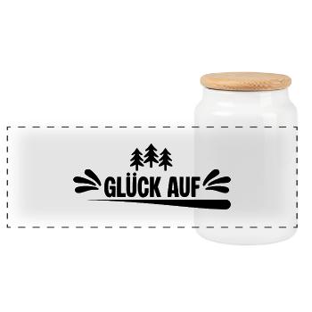 Erzgebirge Gruss 1 - Panorama Keksdose mit Holzdeckel - Weiß - Vorne