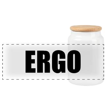 Ergo Saying Fun Politics Life Philosophy - Panoramic Cookie Jar with Wooden Lid - white - Front