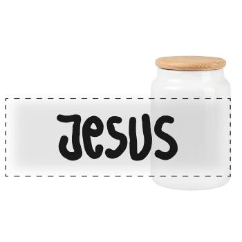 Jesus Handlettering TShirt - Panorama Keksdose mit Holzdeckel - Weiß - Vorne