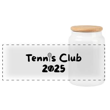 Tennis Club 2025 - Panoramic Cookie Jar with Wooden Lid - white - Front