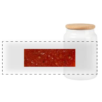 Tomatensauce - Panorama Keksdose mit Holzdeckel - Weiß - Vorne
