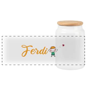 Kindergarten Kita Schule - Accessoires für Ferdi - Panorama Keksdose mit Holzdeckel - Weiß - Vorne