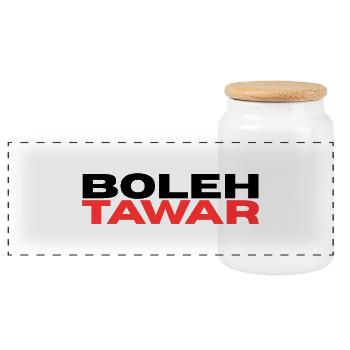 INDONET Boleh Tawar - Boîte à biscuits avec couvercle en bois - blanc - Devant