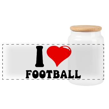 I love Football I ❤️ Football – American Football - Panorama Keksdose mit Holzdeckel - Weiß - Vorne