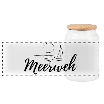 Meerweh - Panorama Keksdose mit Holzdeckel - Weiß - Vorne