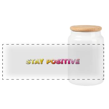 stay positive - Panoramic Cookie Jar with Wooden Lid - white - Front