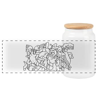 Pergamon Altar Berlin - Panoramic Cookie Jar with Wooden Lid - white - Front