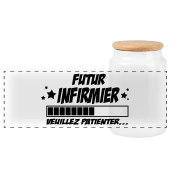futur infirmier - Boîte à biscuits avec couvercle en bois - blanc - Devant