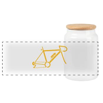Un vélo de route rapide - Boîte à biscuits avec couvercle en bois - blanc - Devant