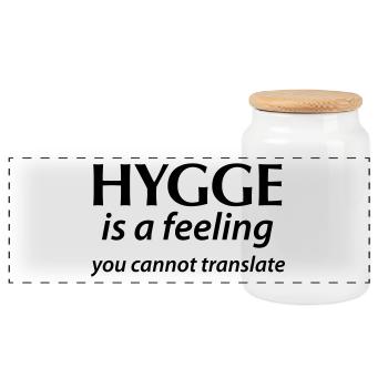 Hygge is a Feeling You cannot translate Glück Yes! - Panorama Keksdose mit Holzdeckel - Weiß - Vorne