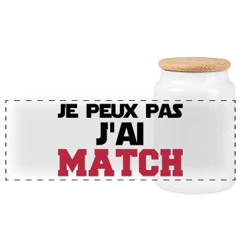 je peux pas j'ai match - Boîte à biscuits avec couvercle en bois - blanc - Devant