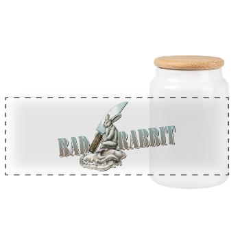 chemise couteau lièvre motif Bad Lapin Nouveau - Boîte à biscuits avec couvercle en bois - blanc - Devant