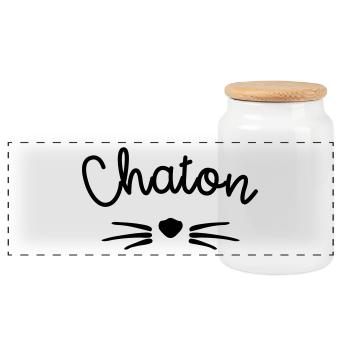 Chaton - Boîte à biscuits avec couvercle en bois - blanc - Devant