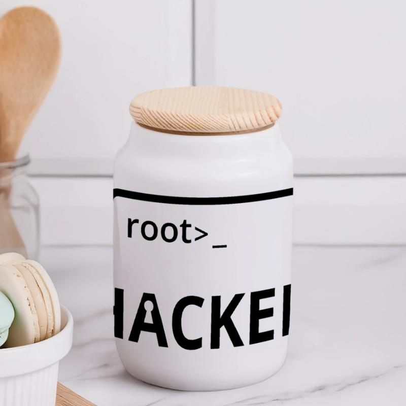 Hacked hacker computer scientist computer programmer Panoramic Cookie Jar with Wooden Lid