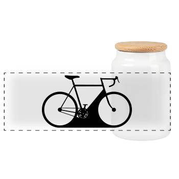 Retro road bike - Panoramic Cookie Jar with Wooden Lid - white - Front