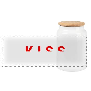 baiser - Boîte à biscuits avec couvercle en bois - blanc - Devant