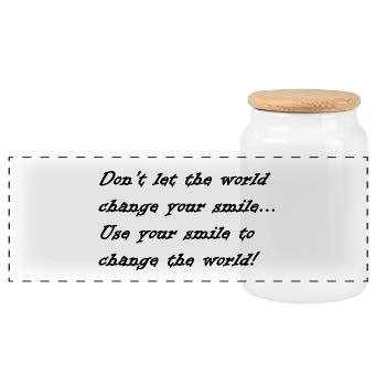 Smile laugh - Panoramic Cookie Jar with Wooden Lid - white - Front