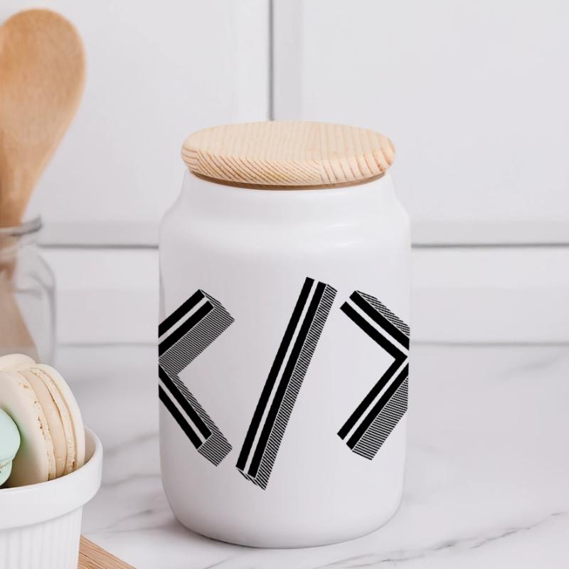 Retro Bracket's - Full Stack Developer HTML XML Panoramic Cookie Jar with Wooden Lid