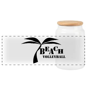 Beach volleyball - Boîte à biscuits avec couvercle en bois - blanc - Devant