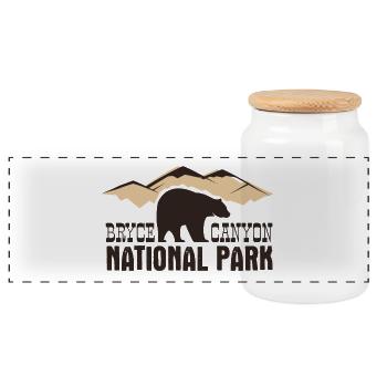 Bryce Canyon National Park - Panoramic Cookie Jar with Wooden Lid - white - Front