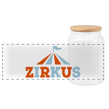Cirque - Boîte à biscuits avec couvercle en bois - blanc - Devant