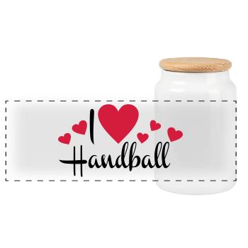 handball - Panoramic Cookie Jar with Wooden Lid - white - Front