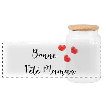 FÊTE DES MÈRES. BONNE FÊTE MAMAN. JE T'AIME MAMAN. - Boîte à biscuits avec couvercle en bois - blanc - Devant