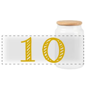 10 YEARS. 10th ANNIVERSARY. ANNIVERSARY 10 YEARS. Ten - Panoramic Cookie Jar with Wooden Lid - white - Front