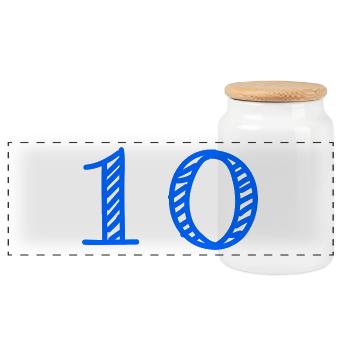 10 JAHRE. 10-jähriges JUBILÄUM. JUBILÄUM 10 JAHRE. 10 - Panorama Keksdose mit Holzdeckel - Weiß - Vorne