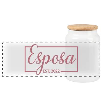 Esposa Est. 2022 Verlobung Brautdusche Hochzeit - Panorama Keksdose mit Holzdeckel - Weiß - Vorne