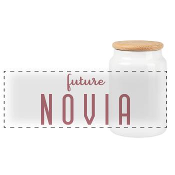 Future Novia Engagement Bridal Shower Wedding - Panoramic Cookie Jar with Wooden Lid - white - Front