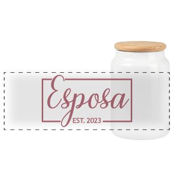 Esposa Est. 2023 Femme pour être mariée Mariage de couple - Boîte à biscuits avec couvercle en bois - blanc - Devant