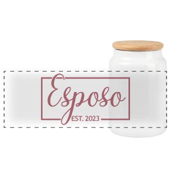 Esposo Est. 2023 Mariage cadeau du marié de fiançailles - Boîte à biscuits avec couvercle en bois - blanc - Devant
