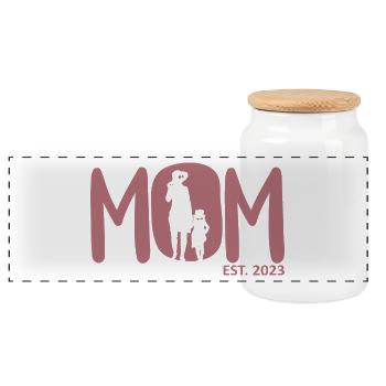 2023, Maman en devenir, annonce de grossesse - Boîte à biscuits avec couvercle en bois - blanc - Devant