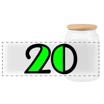 20,20 JAHRE,20-JÄHRIGES JUBILÄUM,20-JÄHRIGES JUBILÄUM - Panorama Keksdose mit Holzdeckel - Weiß - Vorne