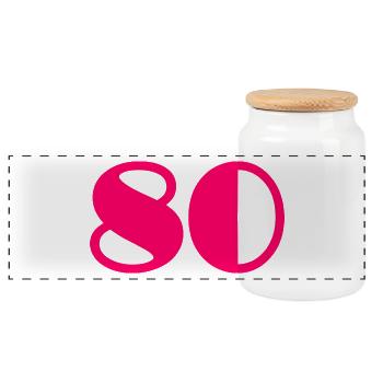80. 80 YEARS. 80TH ANNIVERSARY. BIRTHDAY 80 YEARS. - Panoramic Cookie Jar with Wooden Lid - white - Front