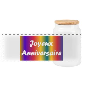 HAPPY BIRTHDAY. JOYEUX ANNIVERSAIRE. ANNIVERSAIRE. - Boîte à biscuits avec couvercle en bois - blanc - Devant