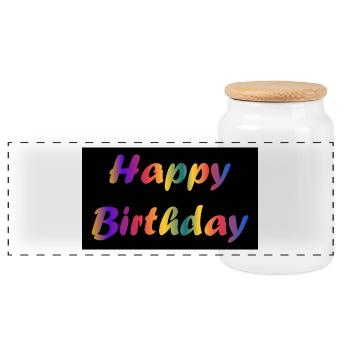 HAPPY BIRTHDAY. JOYEUX ANNIVERSAIRE. ANNIVERSAIRE. - Boîte à biscuits avec couvercle en bois - blanc - Devant