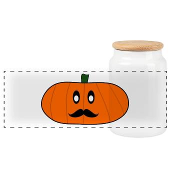 HALLOWEEN. PUMPKIN. HALLOWEEN PUMPKIN - Panoramic Cookie Jar with Wooden Lid - white - Front